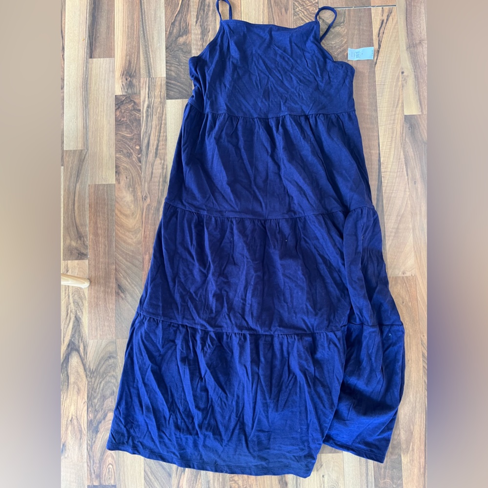 BNWT GAP tired halter maxi dress navy M cotton modal
